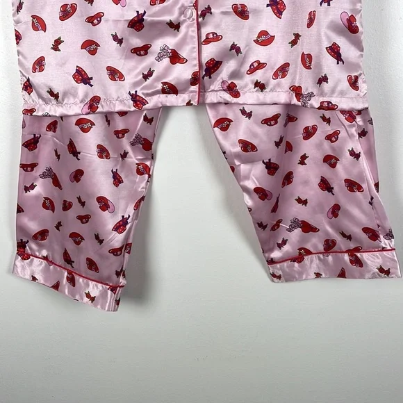 Robert Louis silk blend loungewear drawstring waist short sleeve button down - Picture 2 of 8